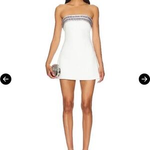 Retrofete Carmen White Strapless Mini Dress with rhinestone. NWT- size XS